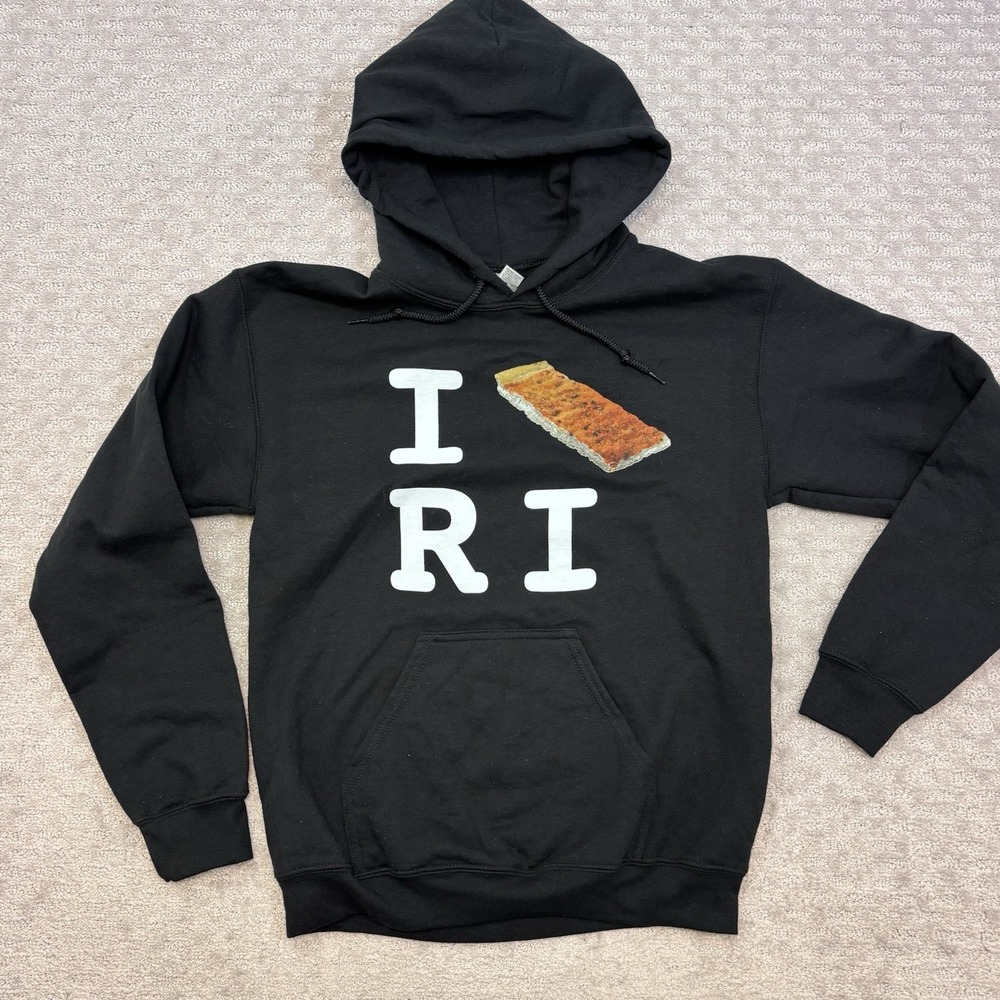 Rhode Island Bakery Pizza Strip Hoodie RI Pizza Hoodie Black Unisex Small - Picture 1 of 5
